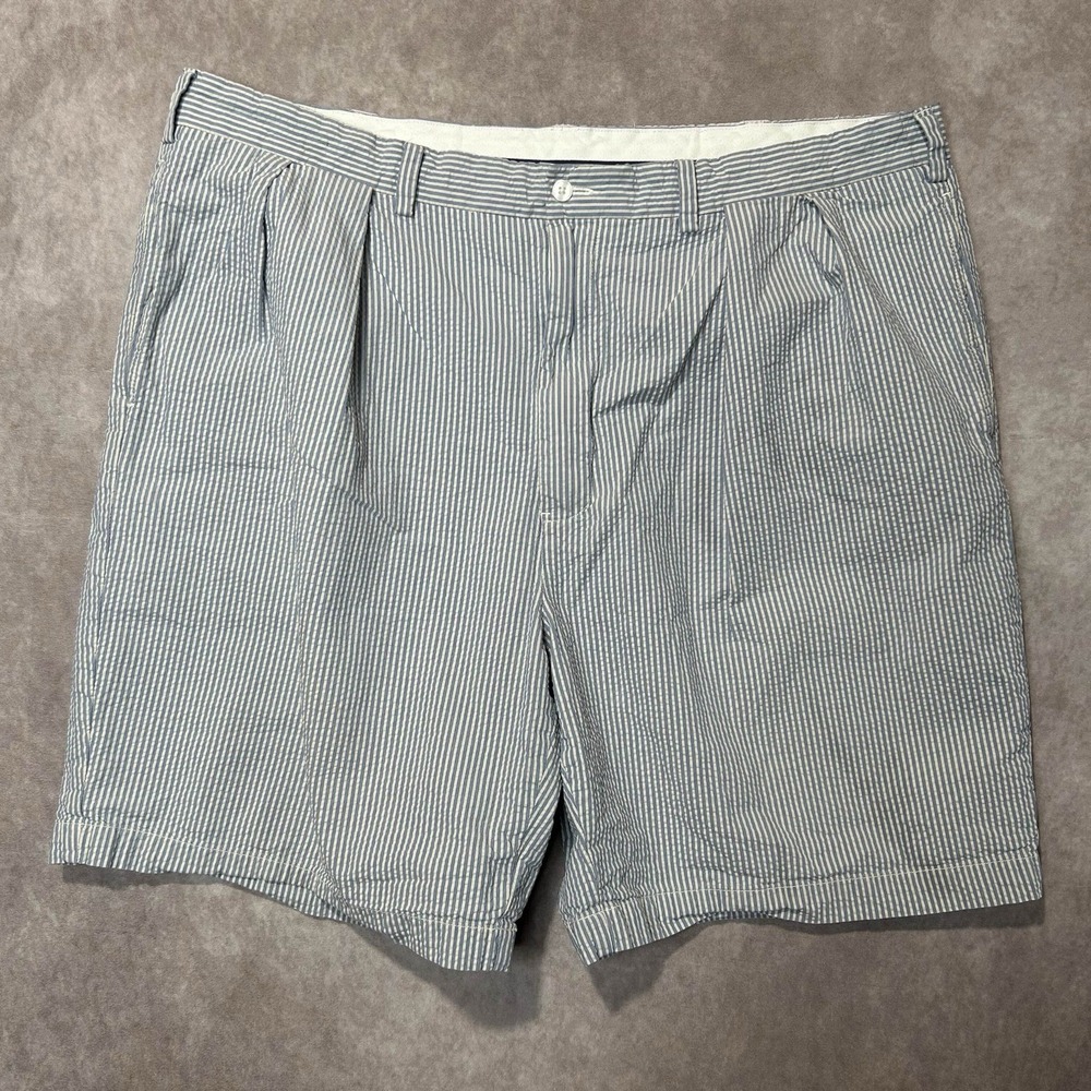 Vtg Polo Ralph Lauren Seersucker Shorts Mens 42x8 Seersucker Blue Stripe Tag 44B - Picture 1 of 7
